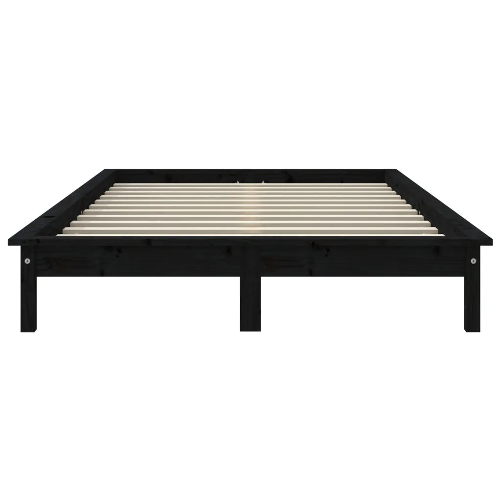 Giroletto-Struttura Letto Nero 150x200 cm King in Legno Massello di Pino