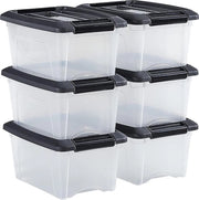 Set di contenitori di plastica con coperchio e clip di chiusura 5L da 6 pezzi Con maniglie integrate Riutilizzabili BPA libero Per camera da letto, ufficio, soggiorno Nero