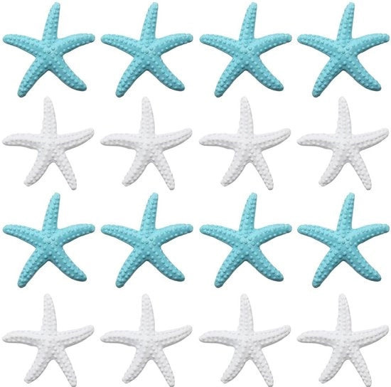 Decorazioni per Natale e Matrimonio - Mini Stelle di Mare Artificiale - Bianco e Blu - 20 Pezzi