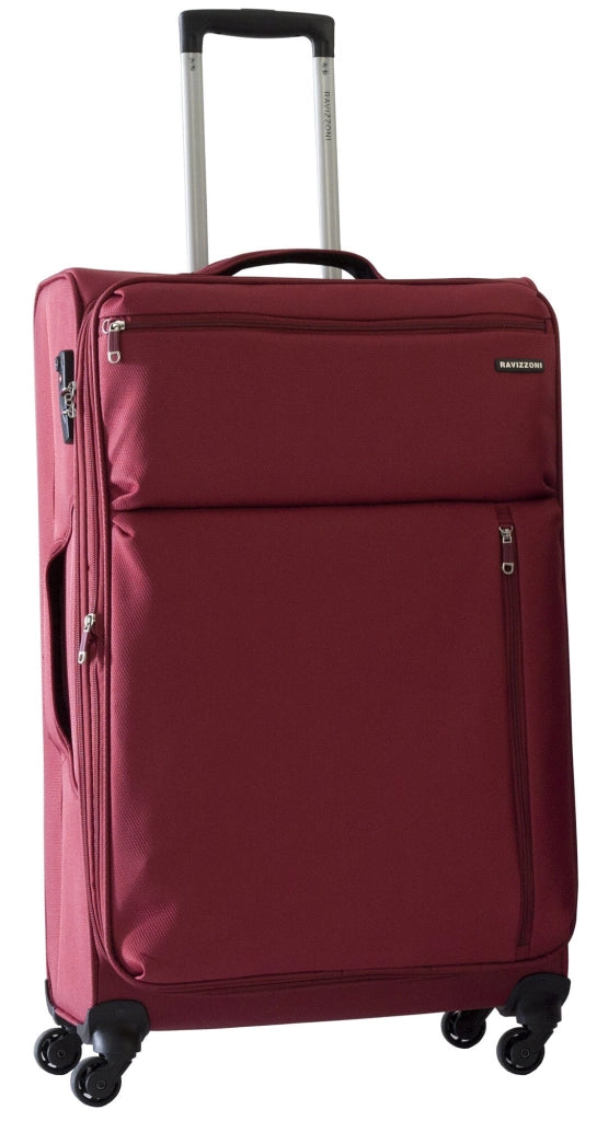 Set 3 Valigie Trolley Morbide in Poliestere 4 Ruote TSA Ravizzoni Gin Tonic Rosse