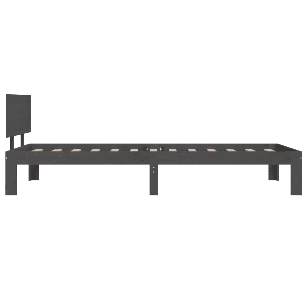 Letto singolo | Letto per adulti | Giroletto Grigio in Legno Massello di Pino 90x200 cm