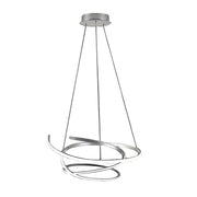 Curvy - Sospensione LED 45W 4500K IP20 con struttura in alluminio finitura argento satinato, design sinuoso e tondeggiante - Rossini Group