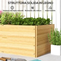 Fioriera da Esterno in Legno di Abete Divisa in 3 Aree con Strato in Tessuto non Tessuto, 140x60x40 cm