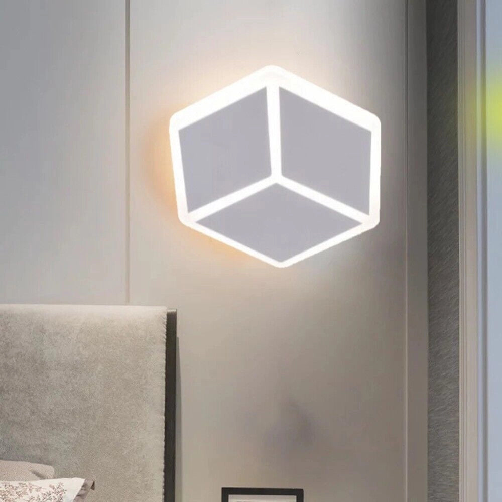 Applique Lampada da parete muro LED a 12W moderna cubo effetto 3D cambia 3 luci