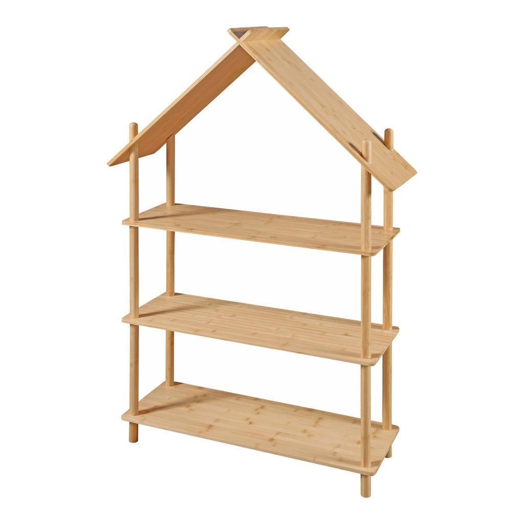 Scaffale per Cameretta Hamarøy Tettuccio a Capanna - Bambù color Naturale [en.casa]