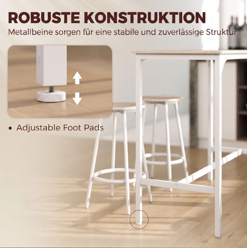 Set tavolo bar 5 pezzi con 4 sgabelli, rovere