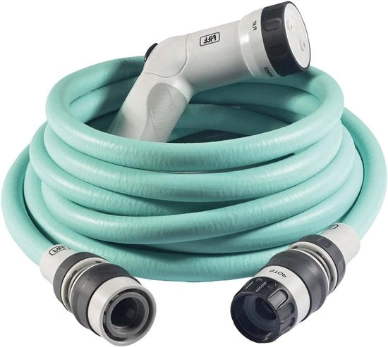 Serpentino per giardino 15 m - Compatto e leggero - Con pezzo di spruzzo multi-getto - Aquamarijn