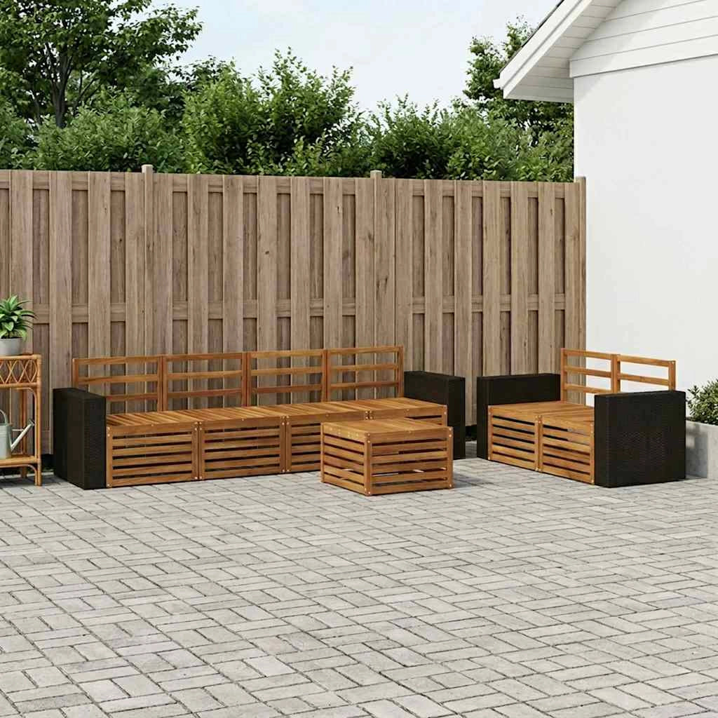 Set di divani da esterno 7 pz Naturale Legno di Acacia Massello 3384060