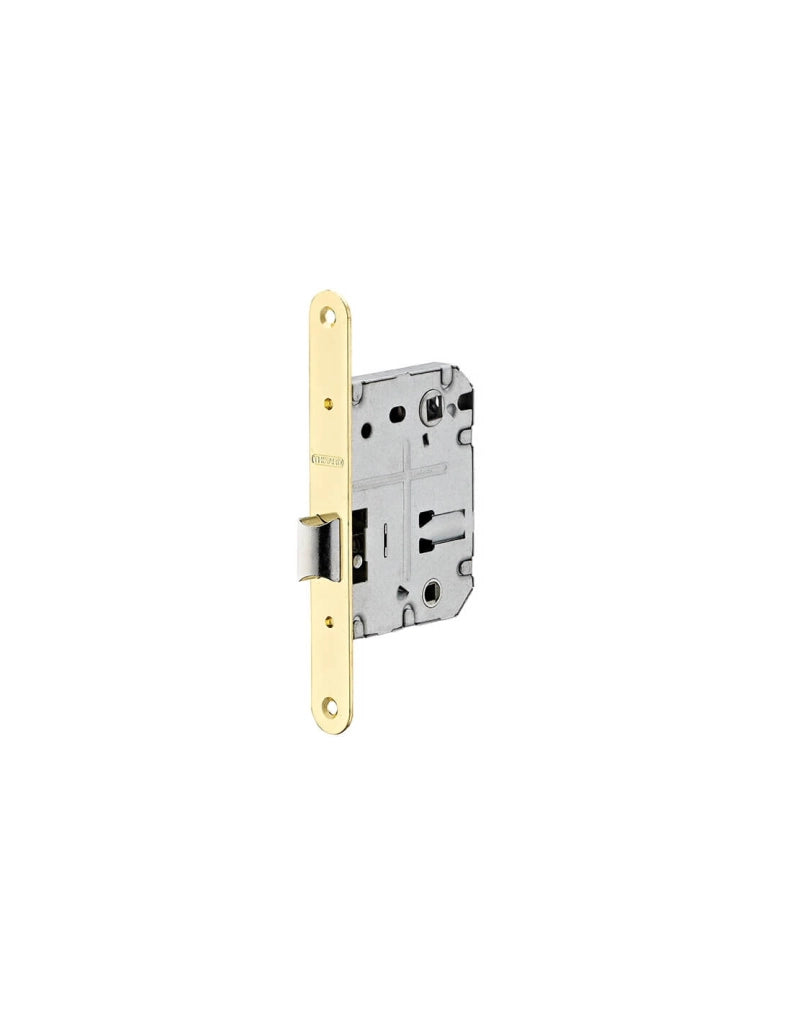 Serratura per WC da incasso, asse 50mm x 70mm, piastra frontale in acciaio con estremità rotonde - Thirard