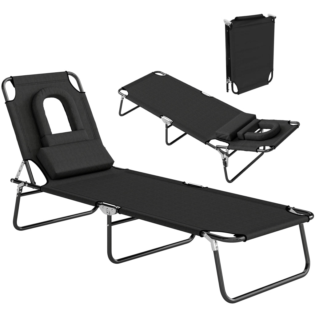 Chaise Longue Pieghevole con Cuscini ¨C zephmum ¨C Grigio