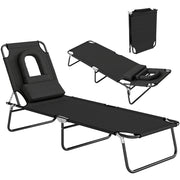 Chaise Longue Pieghevole con Cuscini ¨C zephmum ¨C Grigio
