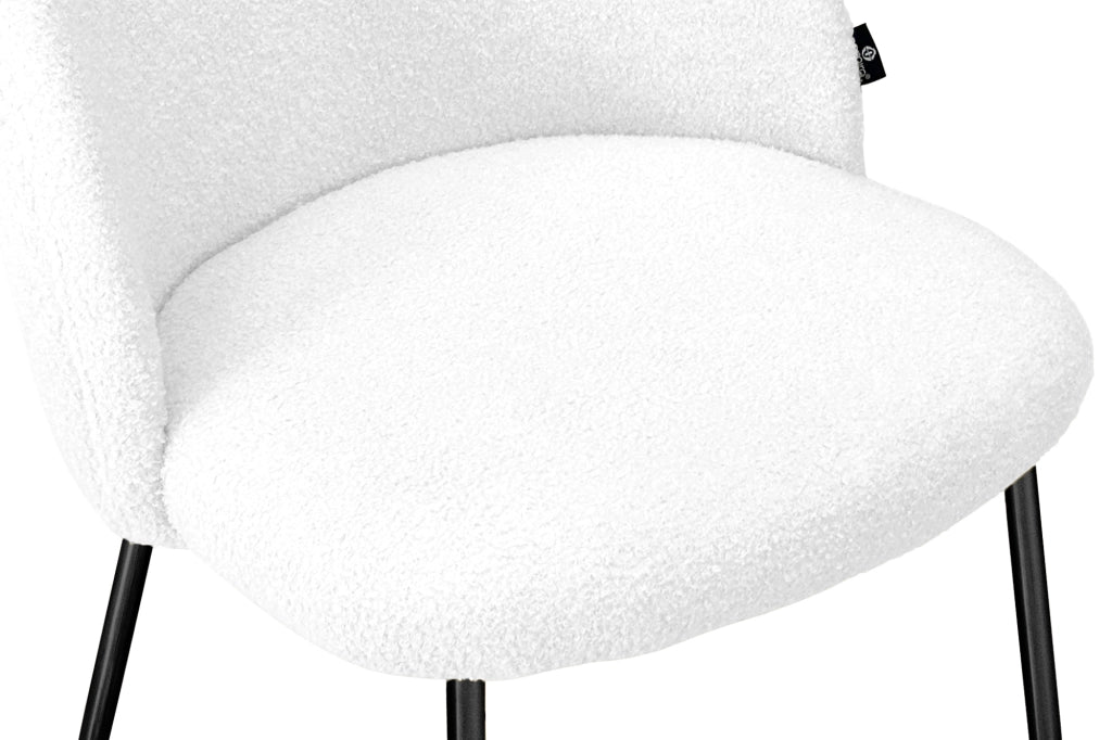 Sgabello cucina imbottito, sgabello alto in tessuto bouclè bianco piede nero – Nicole - SG08NIPN-B