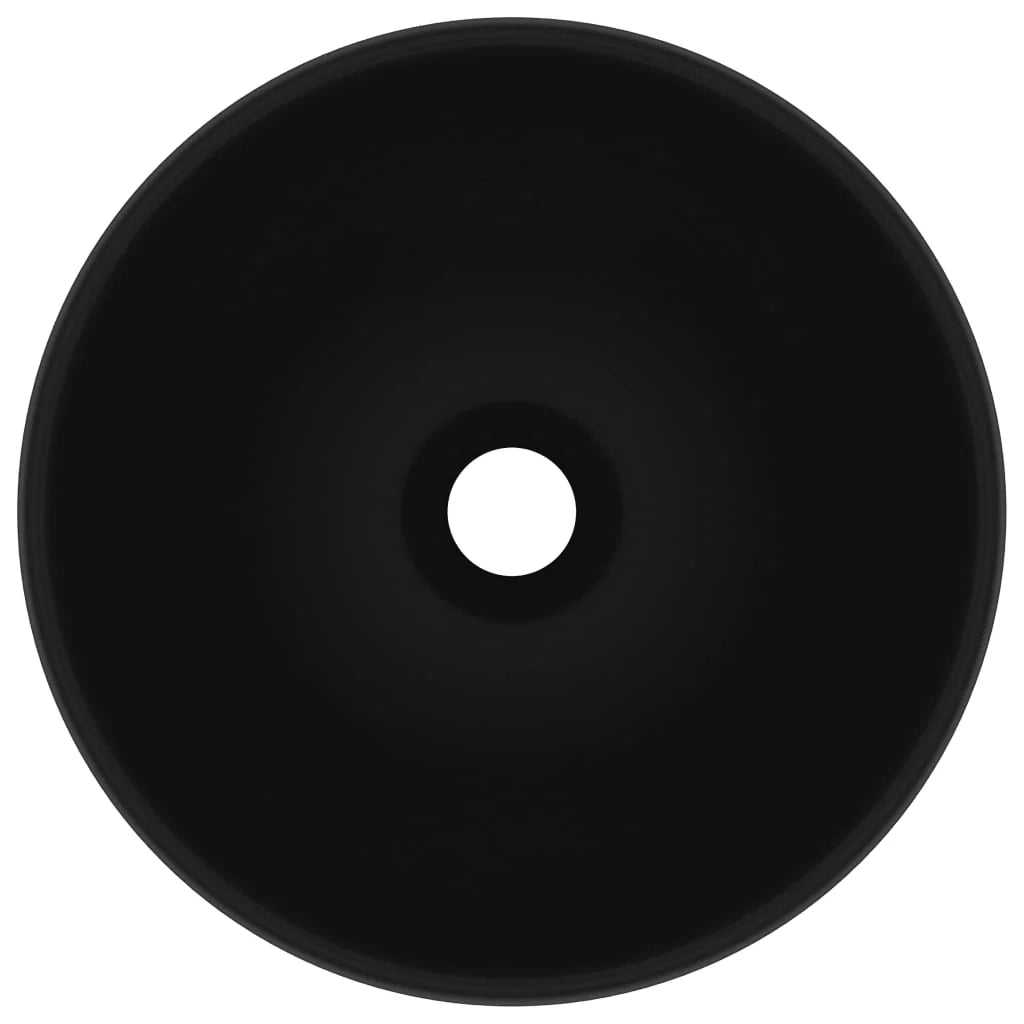 Lavabo da bagno rotondo 32,5 x 14 cm in ceramica nero opaco 02_0002717
