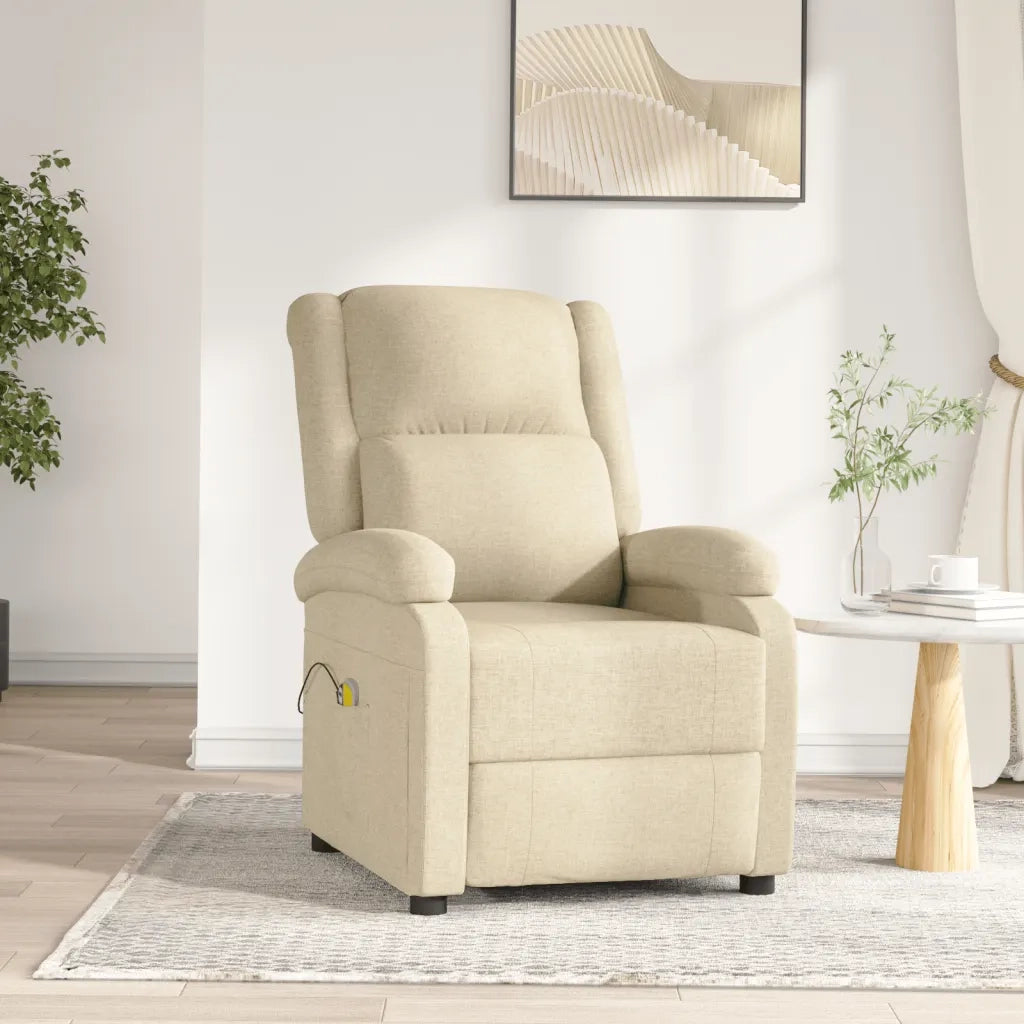 Poltrona Massaggiante Elettrica Crema in Tessuto 3073730