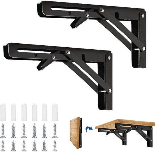 Sostegni per tavolo da cucina - 2 pezzi - 300mm - Lavorazione pesante - Sostegni angolari per tavolo - Sostegno muro - Adatto per cucina/barbecue - Sostegni per tavolo