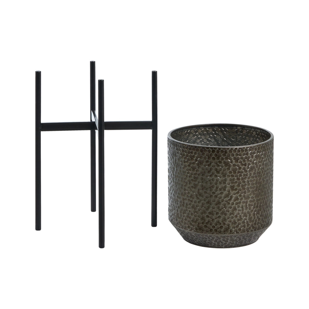 Portavasi in ferro nero, 34 x 34 x 62 cm, per interni, in metallo, stile industriale, per il soggiorno
