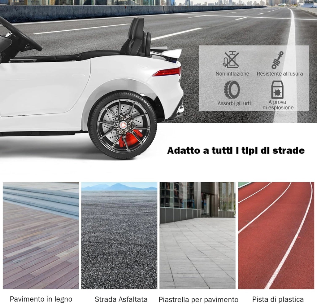 Jaguar Auto Elettrico 12 V per Bambini, Macchina Elettrica con Telecomando, con Luci Musica Storia, Avvio Lento, Velocità 3-5 km/h (Bianco)