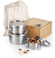Contenitori per pasti in acciaio inossidabile (3 pezzi) 

Contenitore per cibo per adulti e bambini in acciaio inossidabile adatto per snack, frutta, granola per colazione, zuppe e pasti principali ecc.