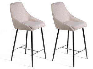 Set 2 Sgabelli 46x49x97 cm in Tessuto Ray Grigio Chiaro