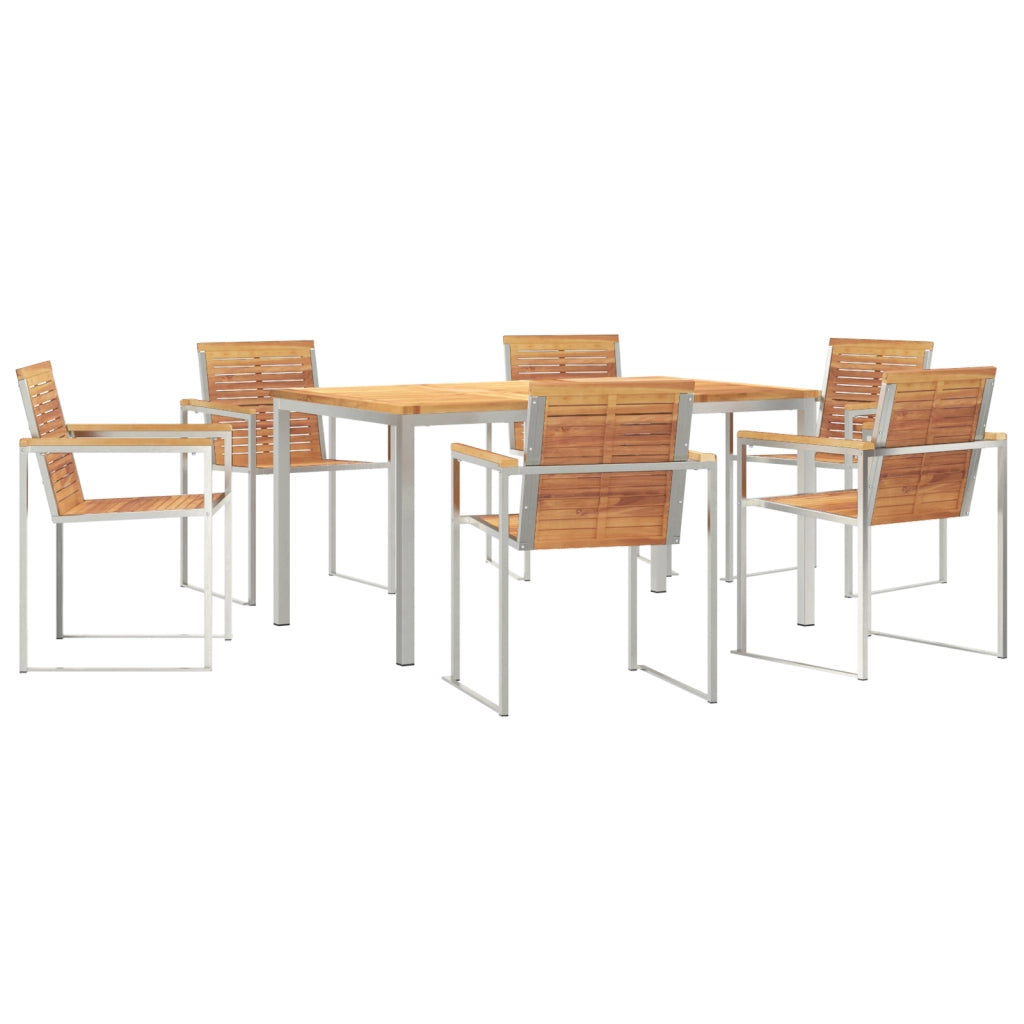 Set da pranzo da giardino  7 pezzi in legno massello di teak