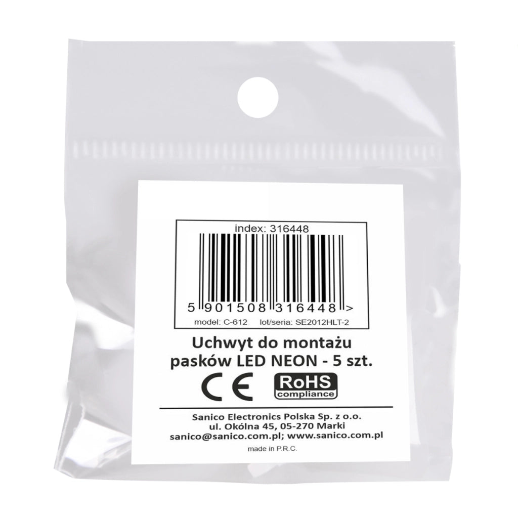 Set 5 clip fissaggio per striscia LED Neon Polux 316448