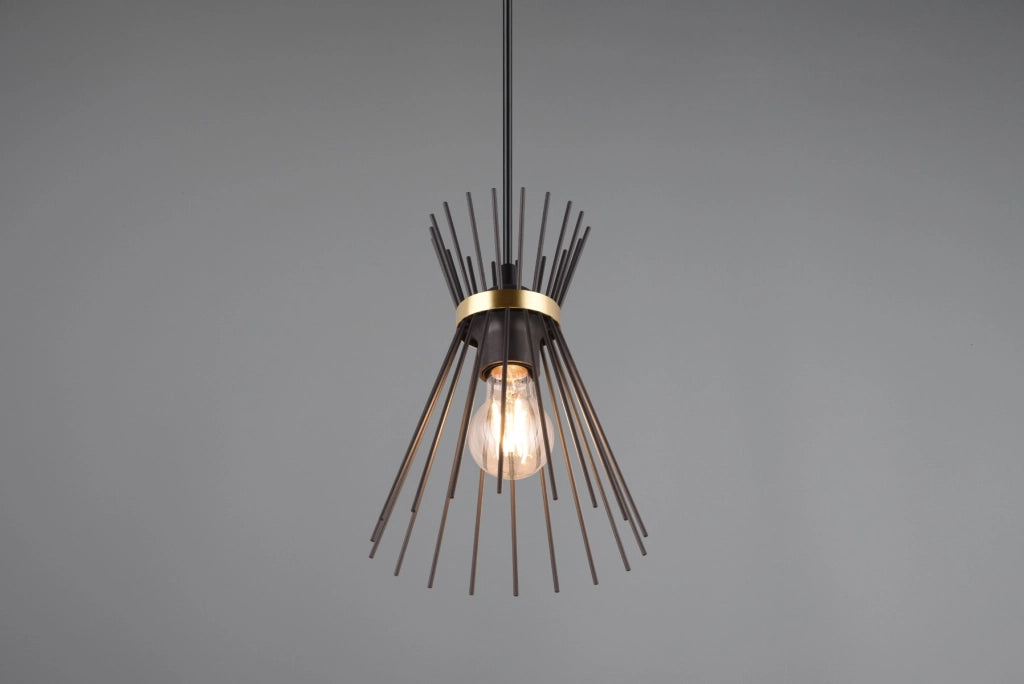 Lampada a sospensione ROD nera oro metallo E27 Ø20cm