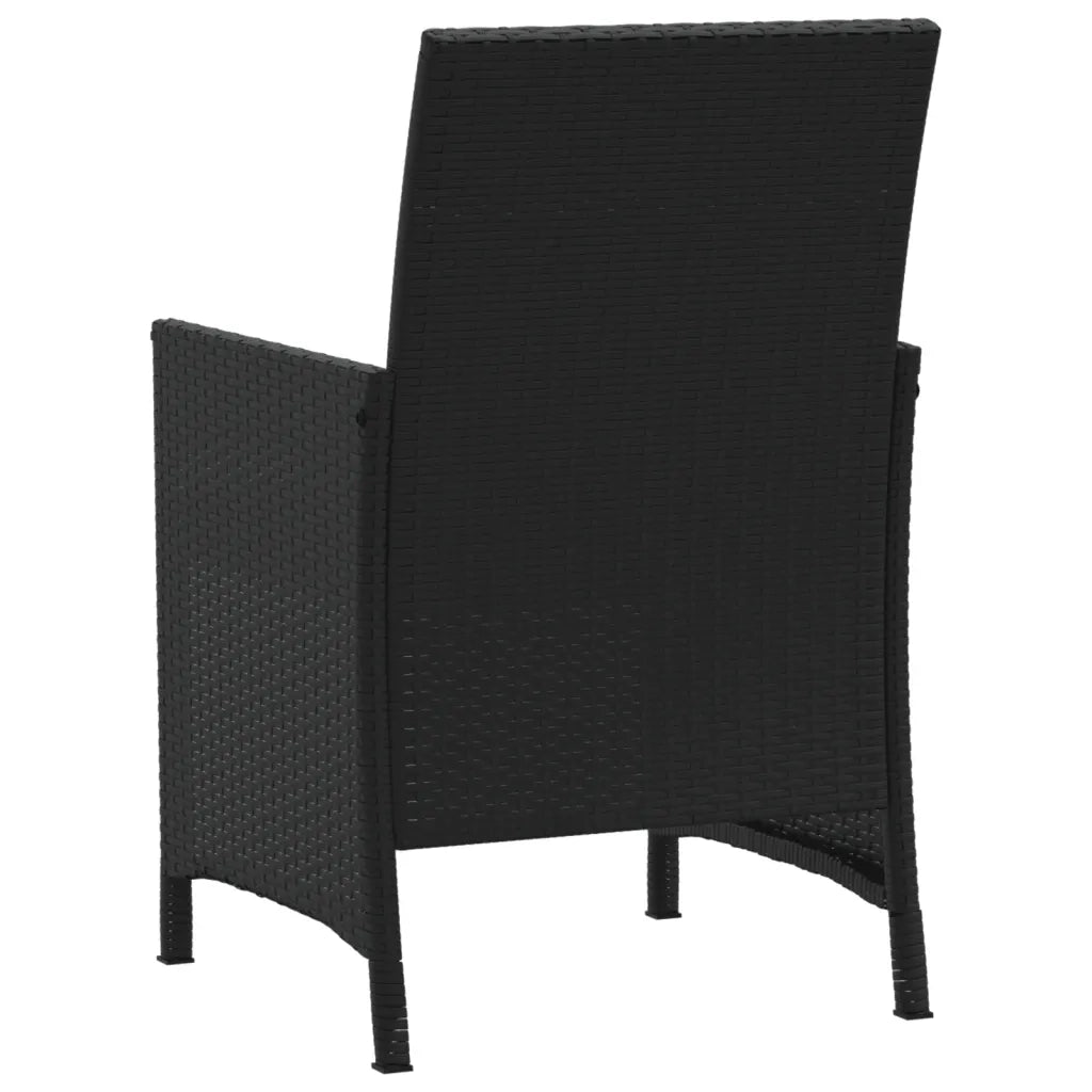 Set da Bistr¨° 3 pz | Set Salotto da Giardino con Cuscini Nero in Polyrattan