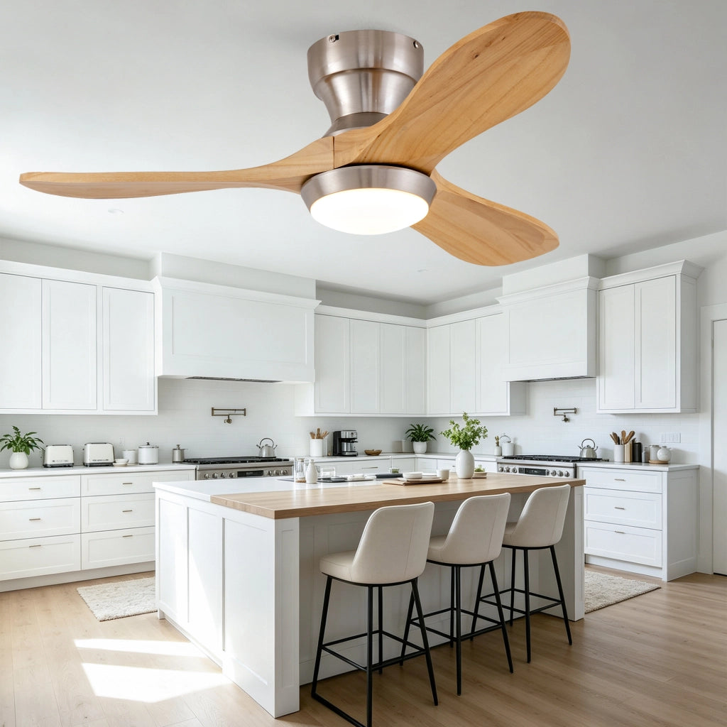 Ventilatore da soffitto a incasso 36 pollici con illuminazione e telecomando, 3 pale legno massello, 3CCT dimmerabile, 6 velocit¨¤ silenzioso