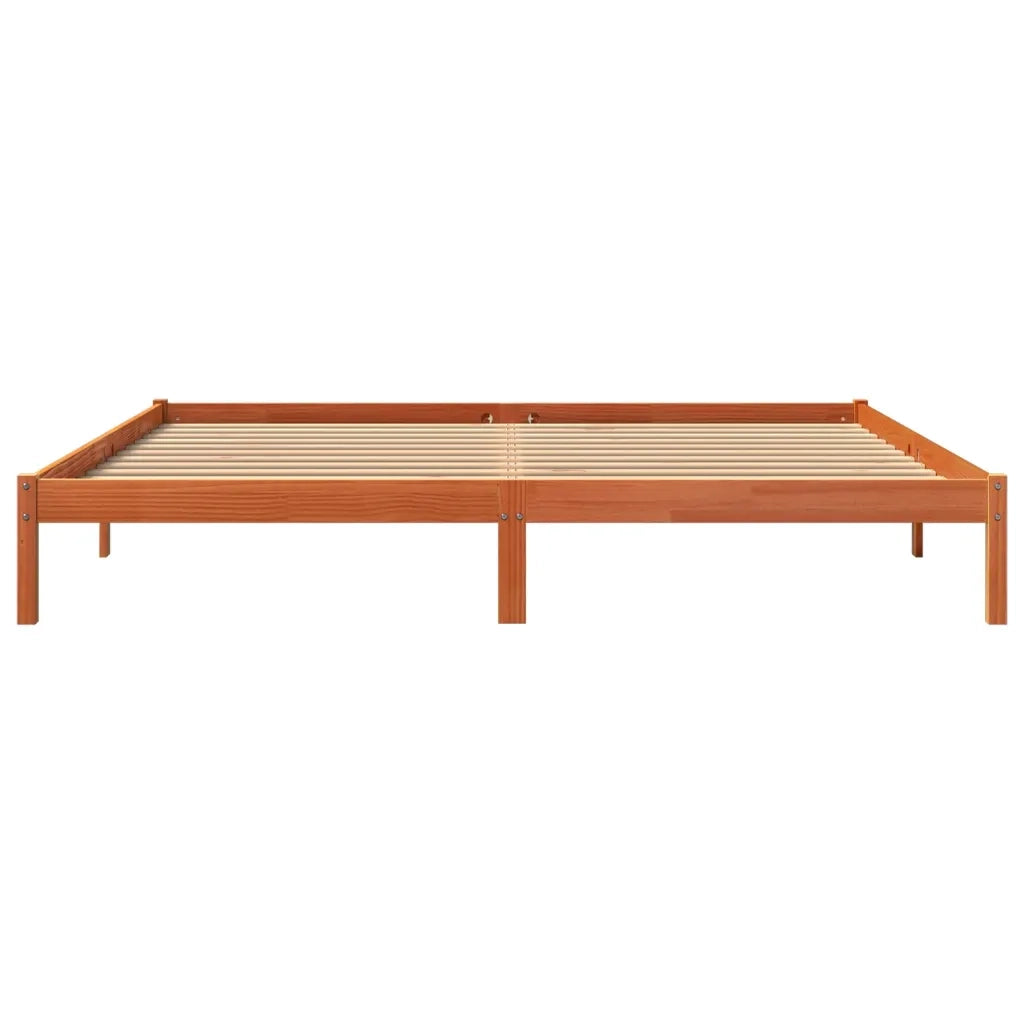 Giroletto senza Materasso Marrone Cera 200x200 cm Legno di Pino 844869