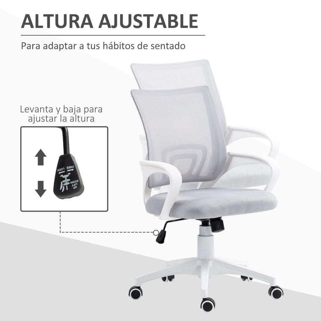 Sedia da ufficio girevole con rete ¨C zephmum ¨C grigio, altezza regolabile