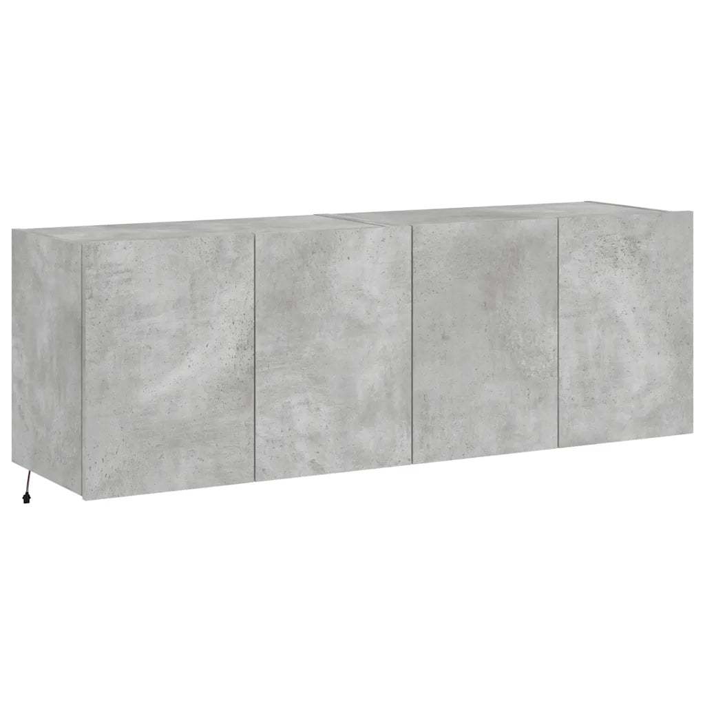 Mobili TV a Parete con Luci LED 2pz-Set di 2 Credenza per TV sospesa Grigio Cemento 60x35x41 cm