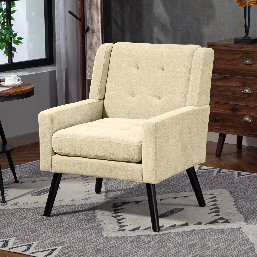 Set di poltrone 2 pezzi con cuscini in schiuma ad alta densità, tessuto resistente e gambe in legno beige
