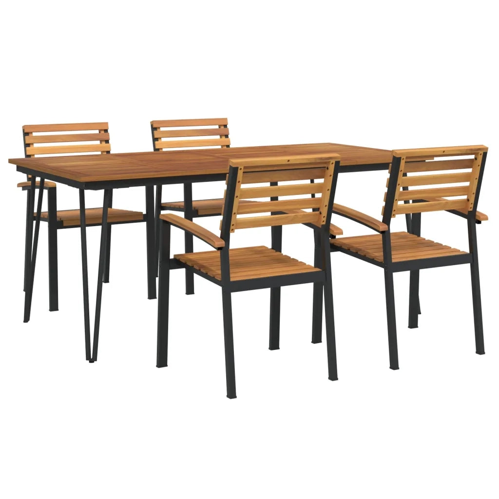 Set Pranzo da Giardino 5 pz Legno Massello di Acacia e Metallocod mxl 76372