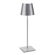 Zafferano Lampada a led da tavolo Poldina Pro Foglia Argento ricaricabile e dimmerabile con batteria fino a 12 ore