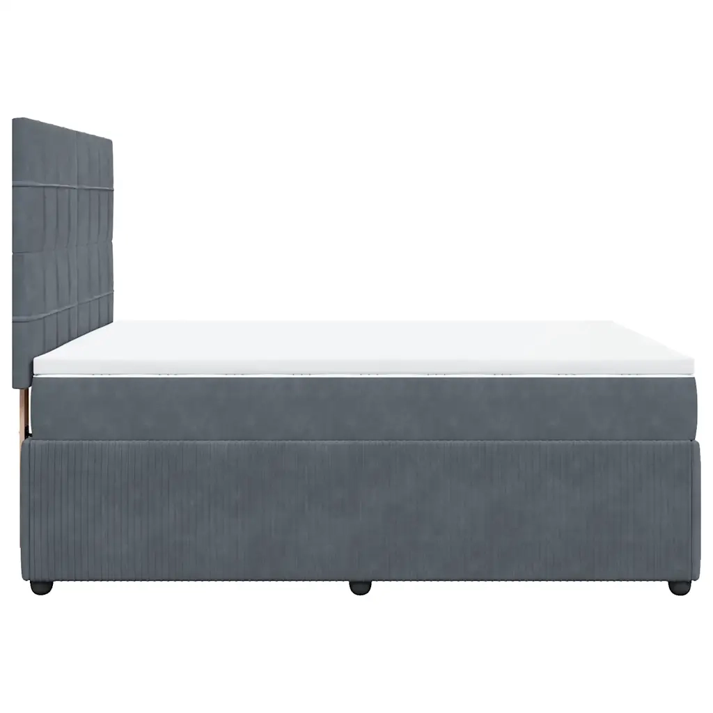 Giroletto a Molle con Materasso Grigio Scuro 140x190 cm Velluto