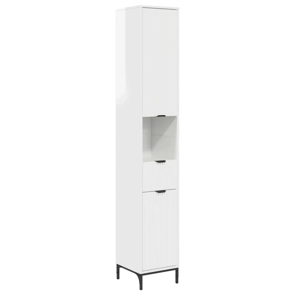 Mobile da Bagno con cassetto Bianco Lucido 31,5 x 33 x 190 cm 883408