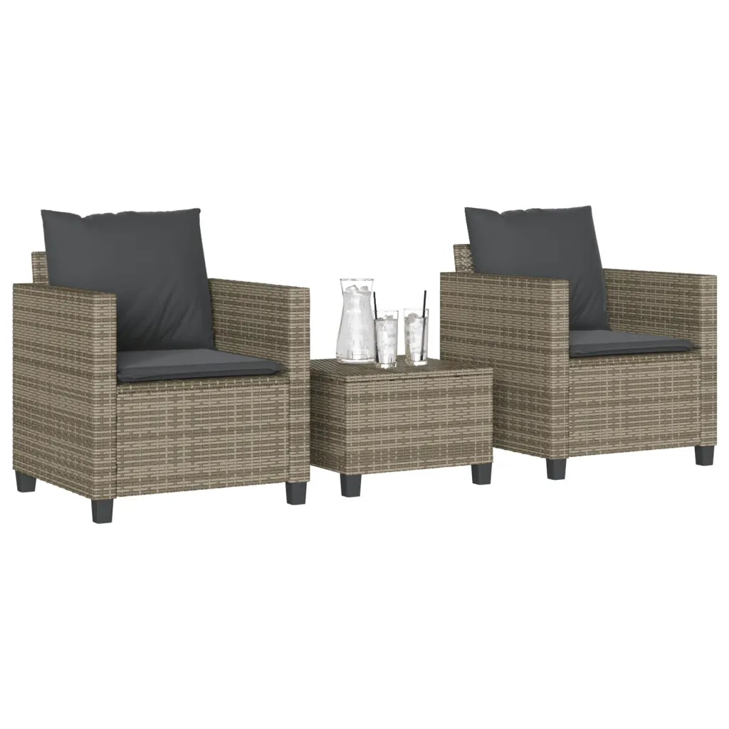 vidaXL Set da Bistrò 3 pz con Cuscini Grigio in Polyrattan