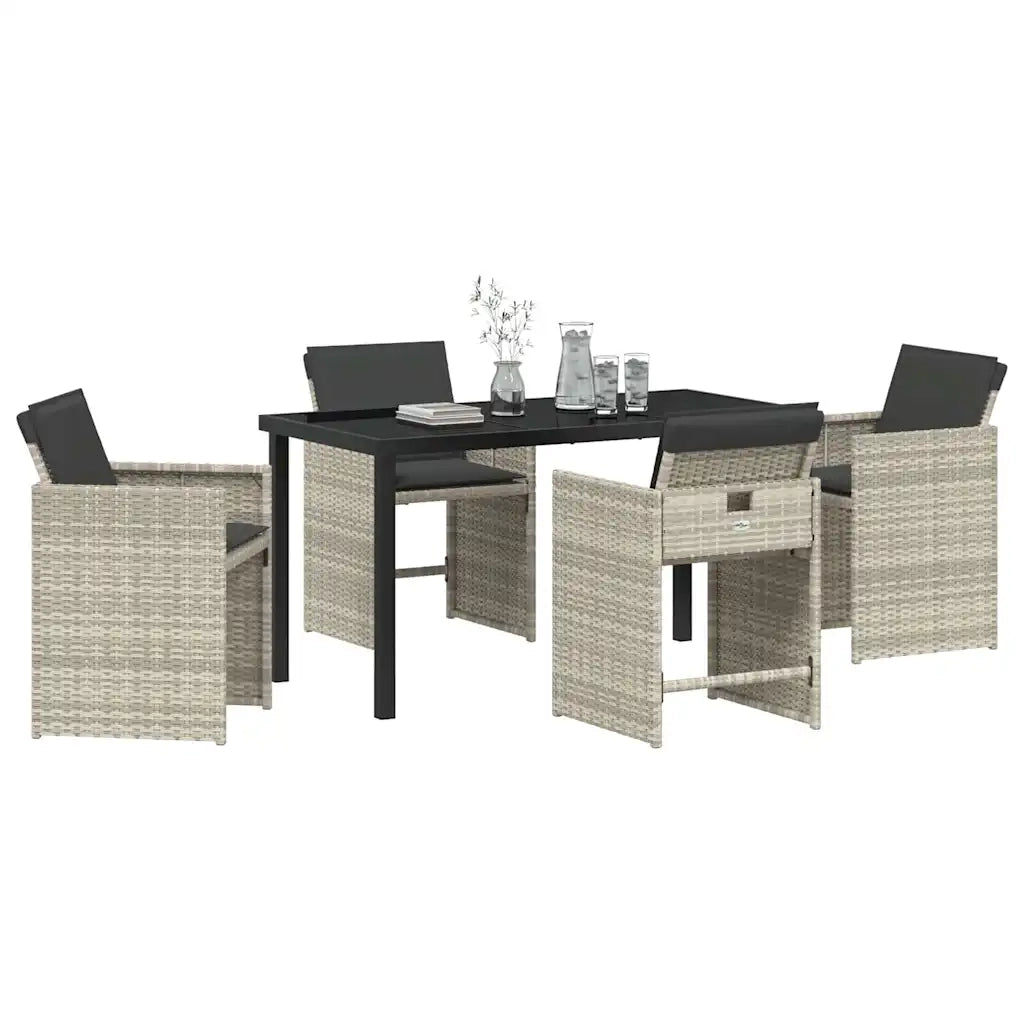 Set da Pranzo per Giardino 5 pz | Set Salotto da Giardino Grigio chiaro polyrattan