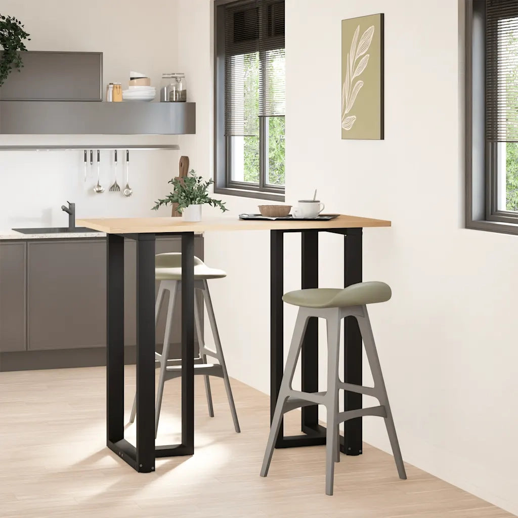 Gambe per tavolo da bar a forma di T 2 pz | Piede del tavolo nere 60x35x(110-111) cm in acciaio