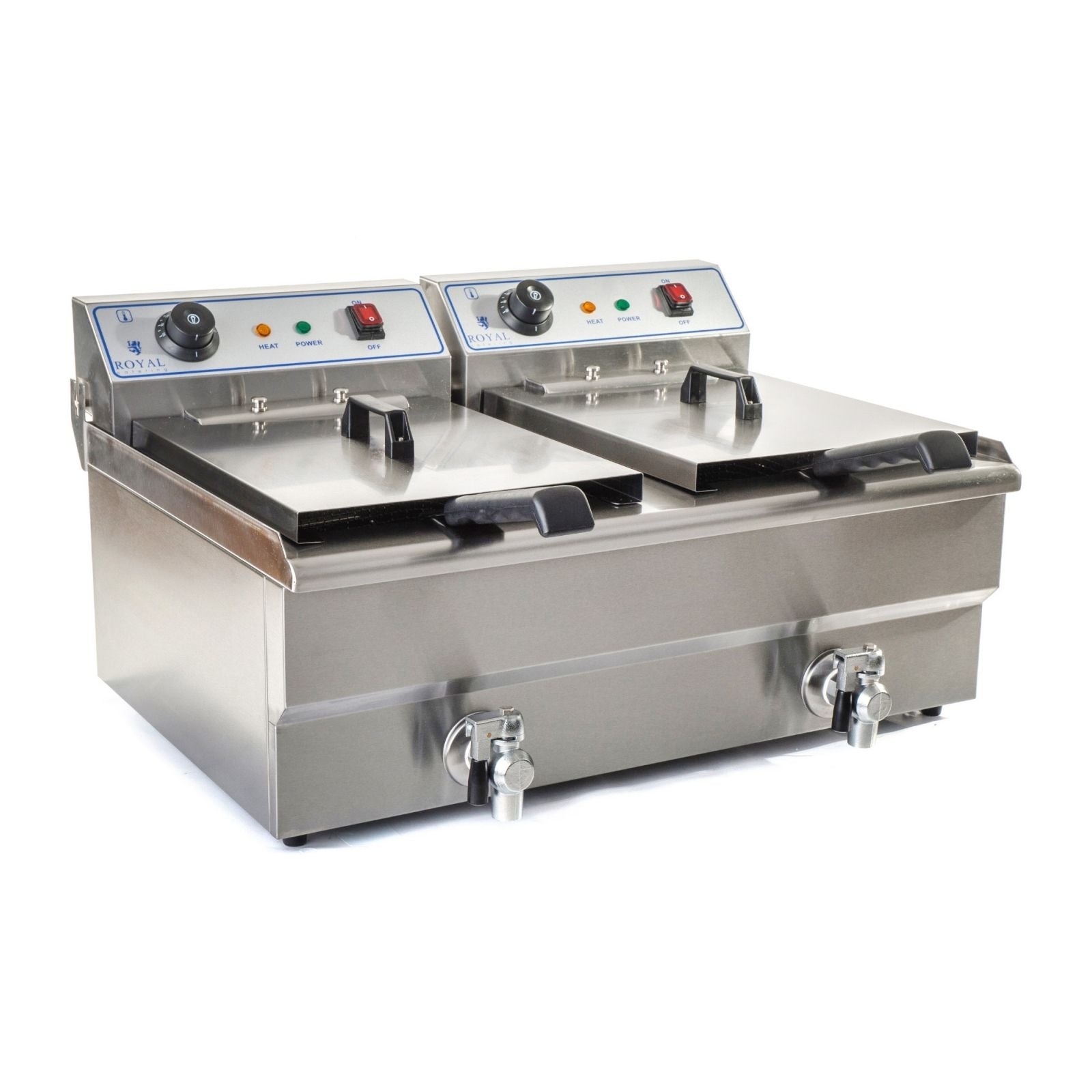 Friggitrice inox 2 vasche vasca 16 litri e rubinetto scarico resistenza estraibile 380 V professionale 3614029