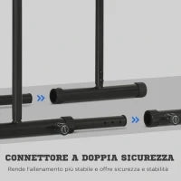 Barra per Dip in Acciaio ad Altezza Regolabile con 6 Lunghezze Regolabili, 90-102x65x80-90 cm, Nera