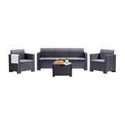 Salottino da esterno Admiral, Set da giardino con cuscini, Salottino  effetto rattan, 100% Made in Italy, Antracite