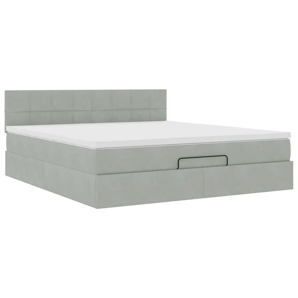 Struttura Letto Pouf con Materasso 160x200 cm in Velluto