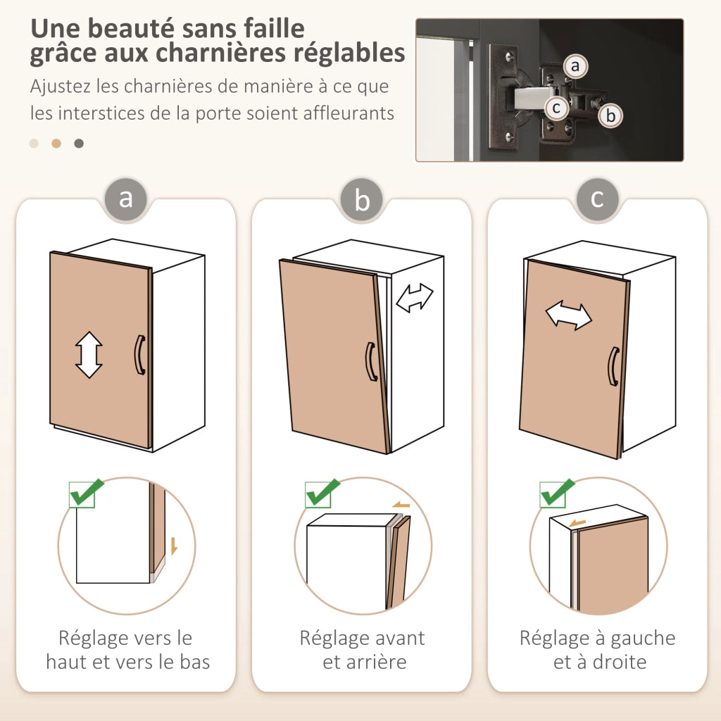 Armadio Cucina Buffet 5 Ante con 2 Ante Vetrate e Cassetto ¨C Zephmum ¨C Grigio 180 cm