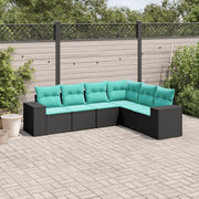 Set Divani da Giardino 6 pz con Cuscini Nero in Polyrattan 3222606
