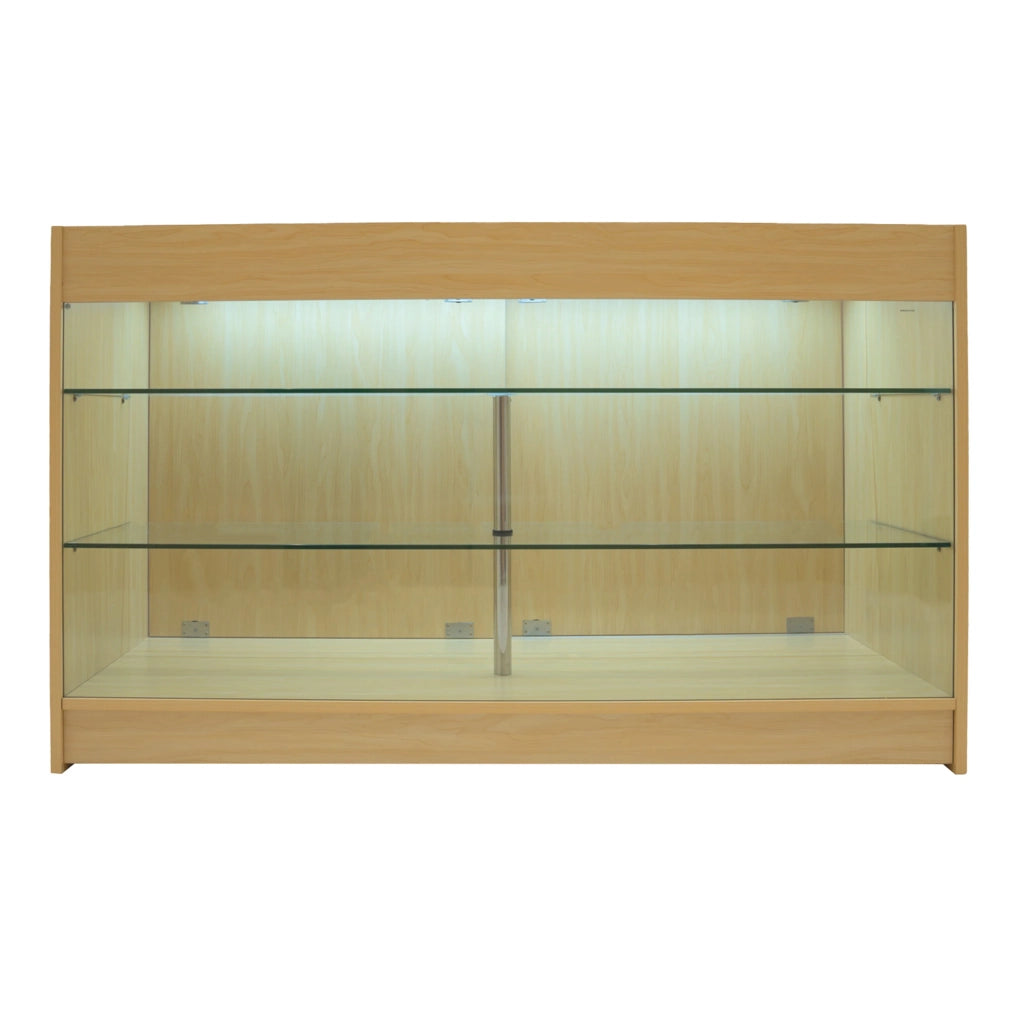 Bancone LED Acero K1500 con 3 Ripiani, Vetrina e Ante Bloccabili – 2 Chiavi