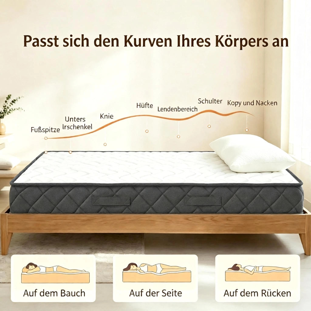 MATERASSO 190x90 cm Memory Foam Bianco e Grigio in Poliestere