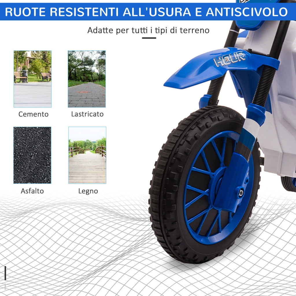 Moto da Cross Elettrica Bambini 3-5 Anni ¨C zephmum ¨C Blu 106.5x51.5x68