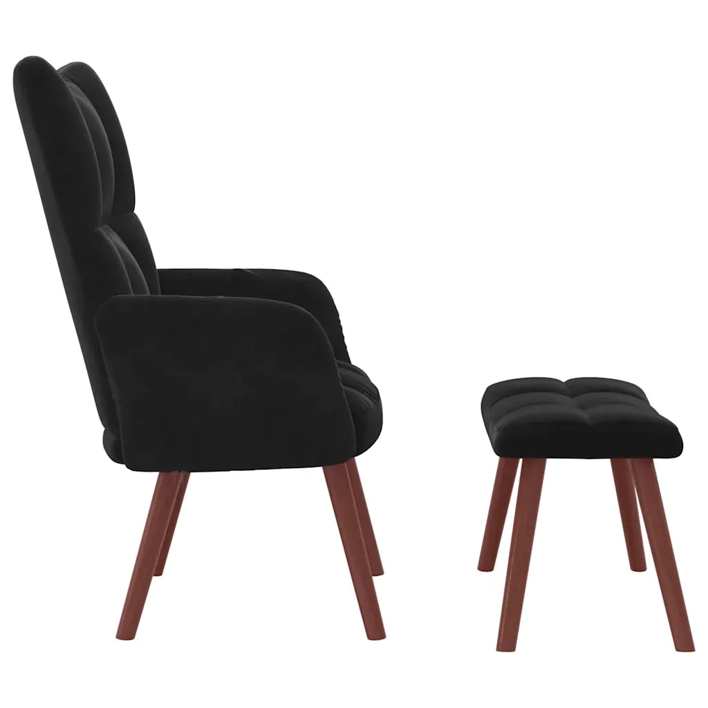 Poltrona Relax con Poggiapiedi Nera in Velluto cod mxl 6537