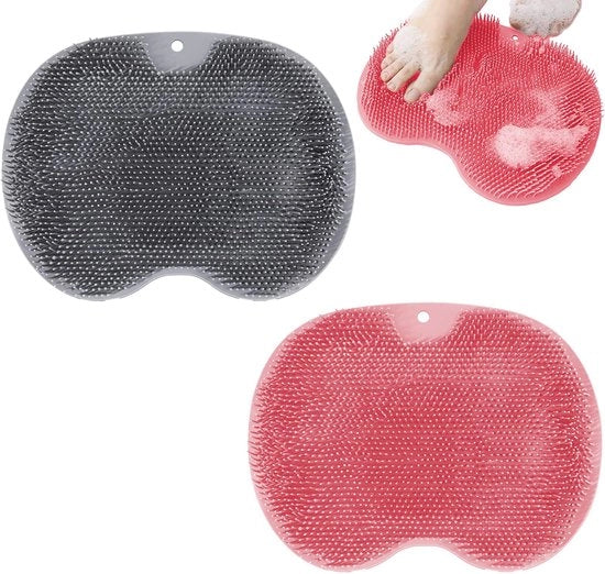 Panno per doccia in silicone 2 in 1 con spazzola per piedi, massaggio per piedi, scrub per piedi, panno per massaggi con chiusura a molla antiscivolo per la cura e l'igiene dei piedi